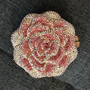 Rose crystal clutch (pink and silver)